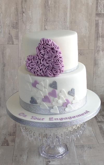 Heart and ruffle Engagement Cake - Cake by Cupcake-Heaven