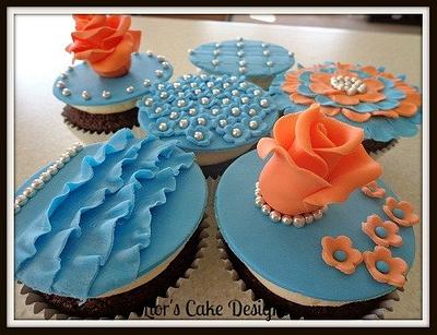 Blue and Orange cupcakes - Cake by Lior's Cake Designs