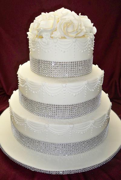 sparkly white wedding cake - Cake by elisabethscakes