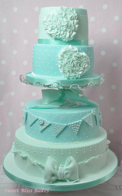 Wedding Cake in shades of pale aqua - Cake by Rachel Leah