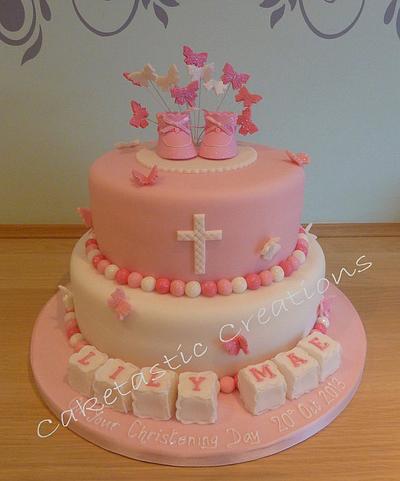 Christening cake with Butterflies - Cake by Caketastic Creations