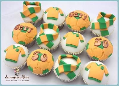 Football Cupcakes : Norwich City FC - Cake by Scrumptious Buns