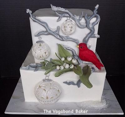 Christmas ornaments and a Little Red Bird  - Cake by The Vagabond Baker