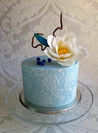 Blue with flower - Cake by Frufi