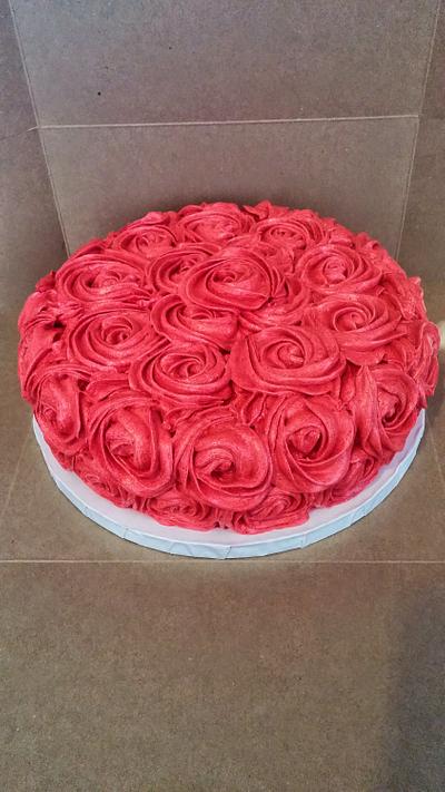 Red buttercream rossettes cake, 101st birthday - Cake by m1bame