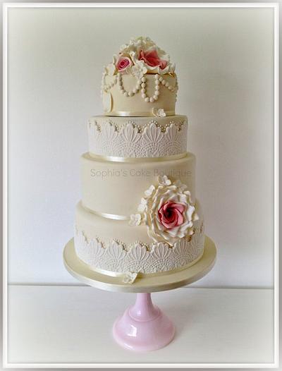 Romance with rose and pearls - Cake by Sophia's Cake Boutique
