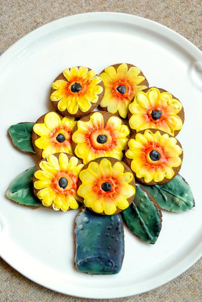 Sunflower cookie - Cake by Aurelia'sTartArt