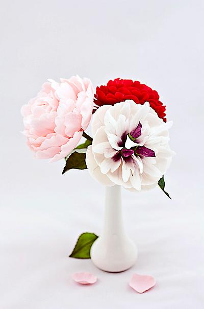Mixed colour of gumpaste peonies - Cake by Tina Nguyen
