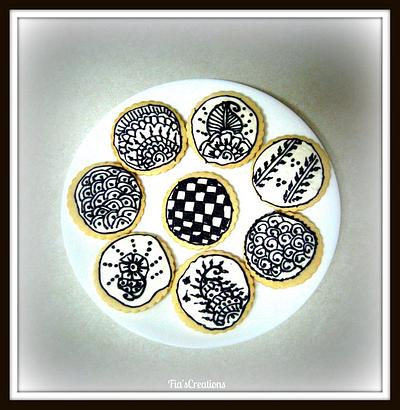 Black & White Mehndi Sugar Cookies - Cake by FiasCreations