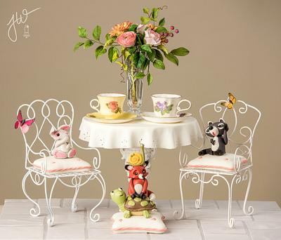 Whimsical Tea party on the Patio - Cake by Jeanne Winslow