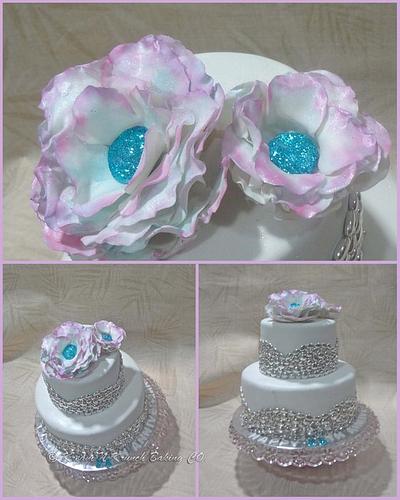 First Wedding Cake & Sugar Flower - Cake by KnKBakingCo