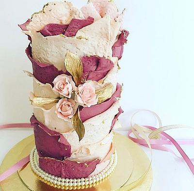 Torn Effect Dusky Pink Cake - Cake by Shafaq's Bake House