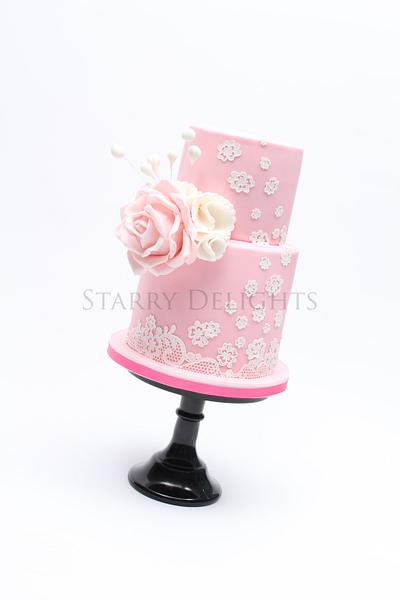 Pink Rose and Lace cake - my birthday cake - Cake by Starry Delights
