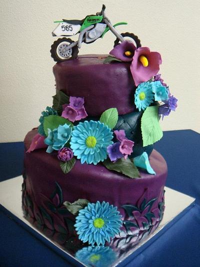 Topsy Turvy Wedding Cake with Kawasaki Topper - Cake by Debi
