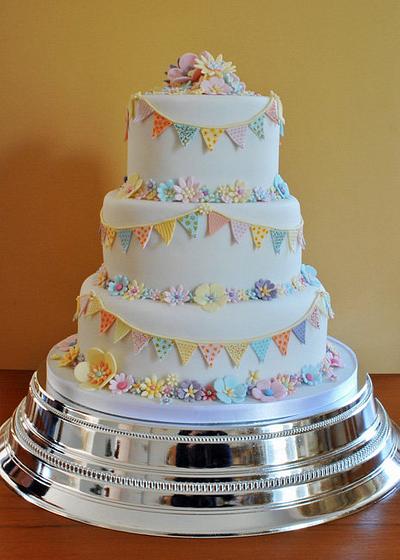 Bunting Wedding Cake - Cake by Sylvania Cakes - Exeter