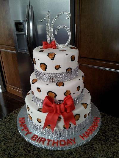 Sweet 16 Leopard print cake - Cake by Keri's Kreations