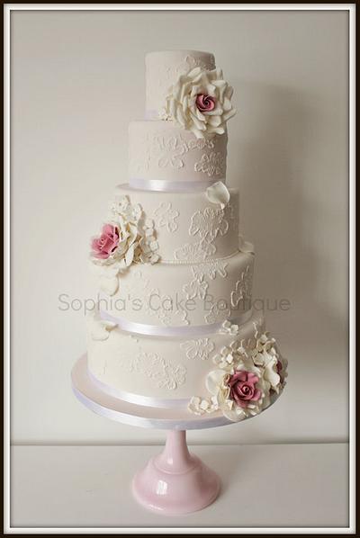 5 Tier pale pink wedding cake - Cake by Sophia's Cake Boutique
