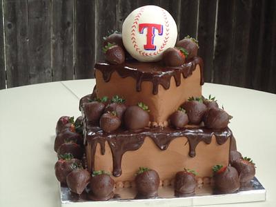 Texas Rangers grooms cake - Cake by Kim Leatherwood