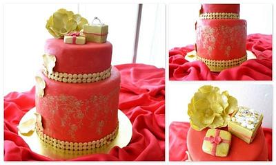 Royal red and gold  - Cake by Devina Soman