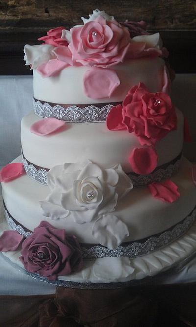 Rose petal Wedding Cake - Cake by Amazing Bakes