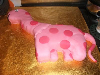 Pink Long Neck Dinosaur - Cake by Michelle