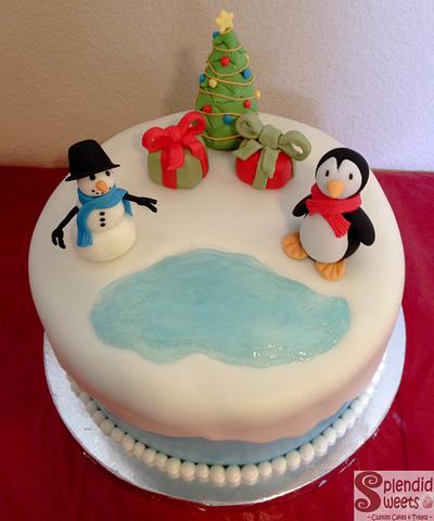 Penguin & Snowman Christmas Cake - Cake by Splendid Sweets
