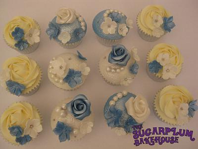 Something Blue - Vintage Inspired - Roses and Pearls - Cake by Sam Harrison
