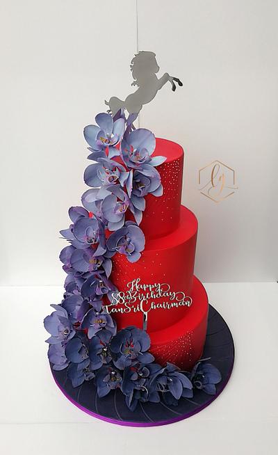 Purple Blooms - Cake by Lulu Goh