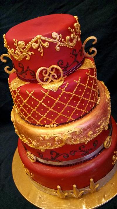 Red and Gold - Cake by Elyse Rosati