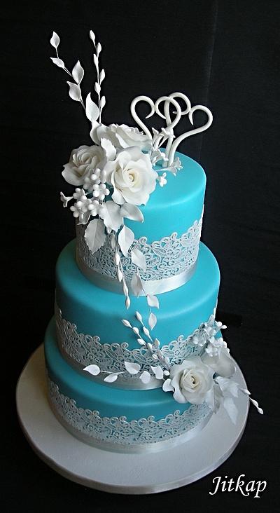 Svatební v modrém - Cake by Jitkap