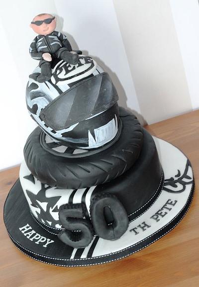Motor bike 50th black and white - Cake by Zoe's Fancy Cakes