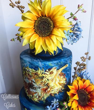 Van Gogh Sunflowers Wedding Cake - Cake by Calli Creations