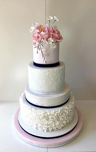 Wedding in pink and navy blue - Cake by Frufi