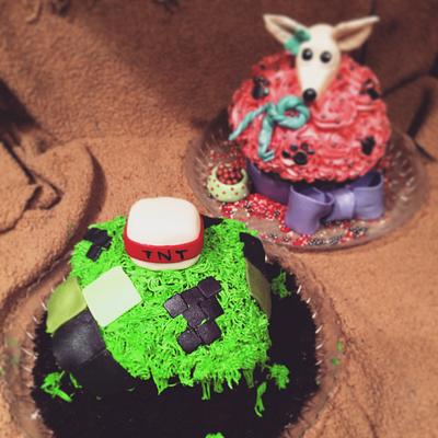 Mine craft/dog giant cupcake - Cake by Cakesbynini 