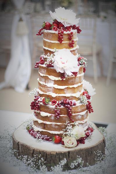 Naked wedding cake with peonies - Cake by Cherish Cakes by Katherine Edwards