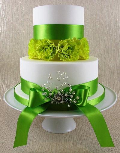 Simple Green and White Wedding Cake - Cake by Natasha Shomali