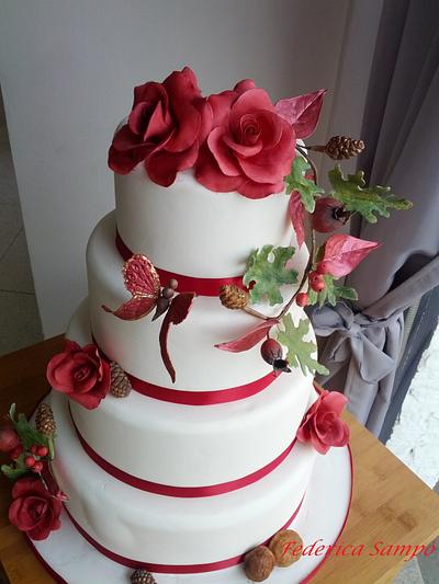 Wedding cake with red roses - Cake by Federica Sampò 