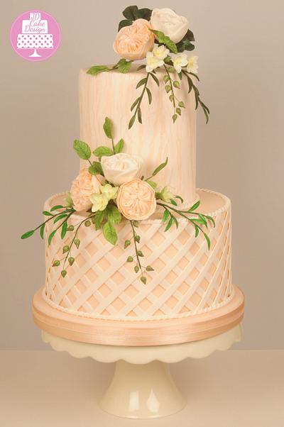 Peach and Ivory wedding cake - Cake by Jdcakedesign