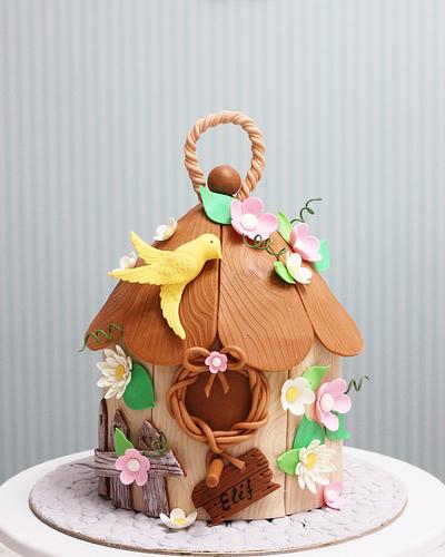 Wooden Bird house birthday cale - Cake by asli