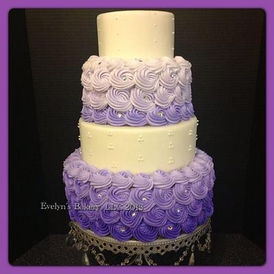Ombré rosette wedding - Cake by Evelyn Vargas