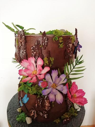 Chocolate and cosmos flower - Cake by babkaKatka