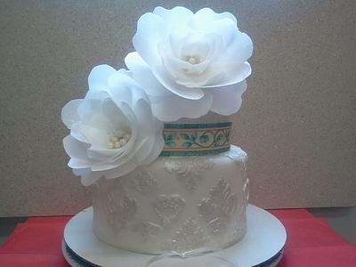 Damask Pattern with Fantasy Flower - Cake by Wendy Lynne Begy