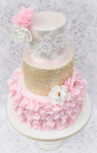 Sequins Lace and Ruffles  - Cake by Lynette Brandl