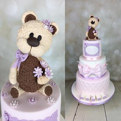 Teddy bear Christening cake for Amber x - Cake by Melanie Jane Wright