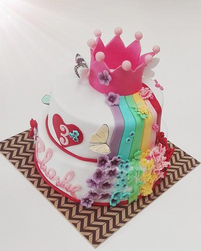 Rainbow& flowers - Cake by Koekjevaneigendeeg