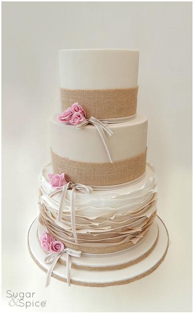 Rustic and Ruffled Wedding Cake - Cake by Sugargourmande Lou