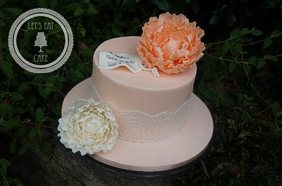 Peony & Lace Cake - Cake by Let's Eat Cake