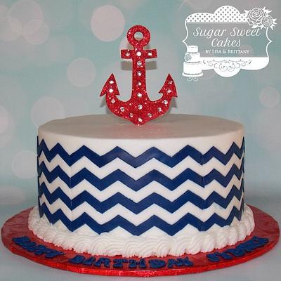 Chevron/Anchor - Cake by Sugar Sweet Cakes