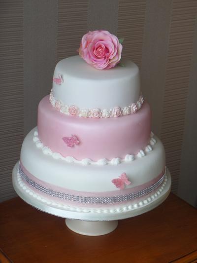 pink and white butterflies - Cake by The Vintage Baker