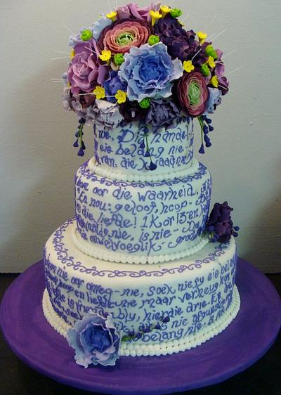 Purple and white wedding cake - Cake by liesel
